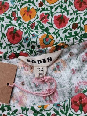 NWT Boden Women's Sleeveless Knit V-Back Colorful Flower Dress Size 8R